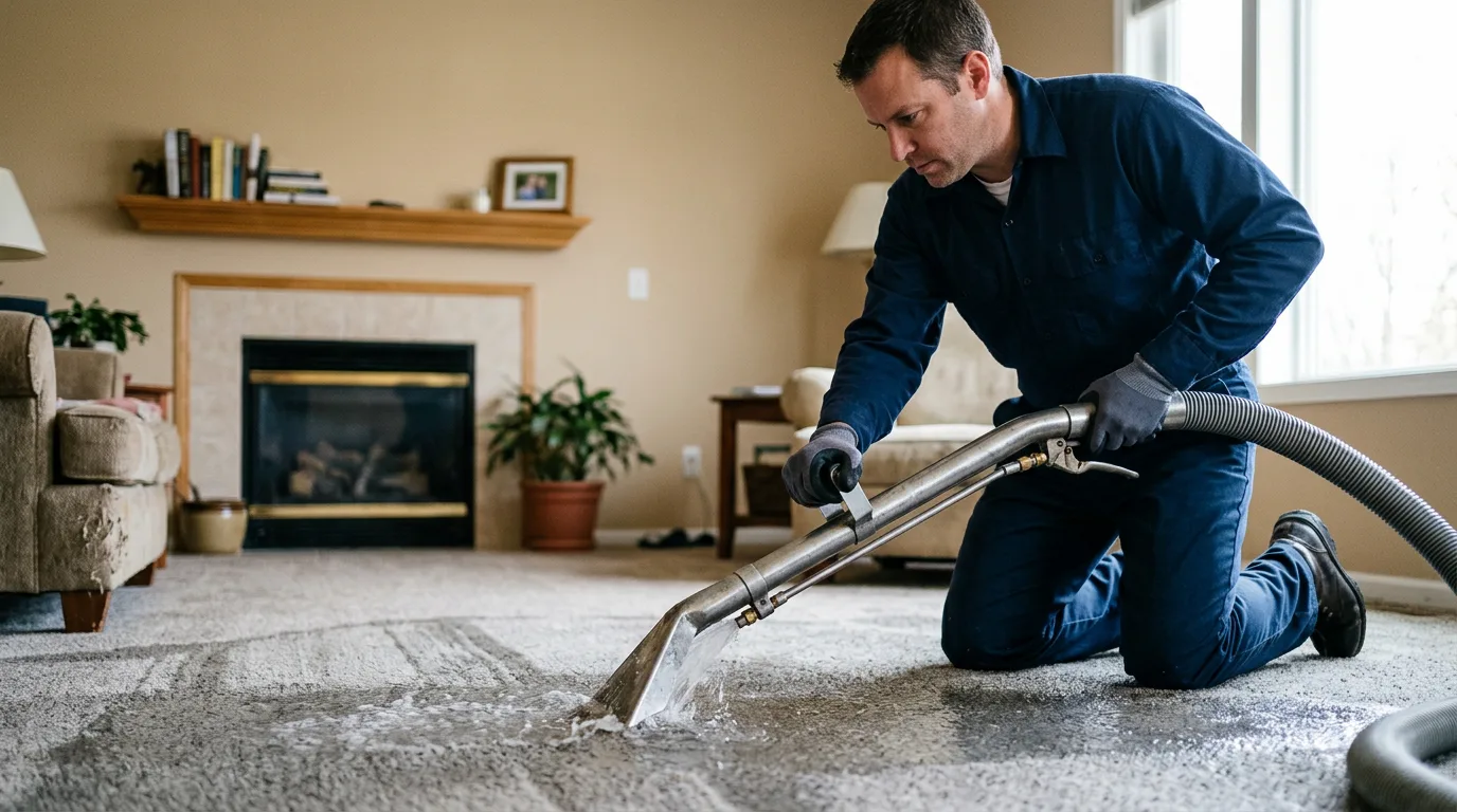 Water damage restoration technician working near Stringtown, OK